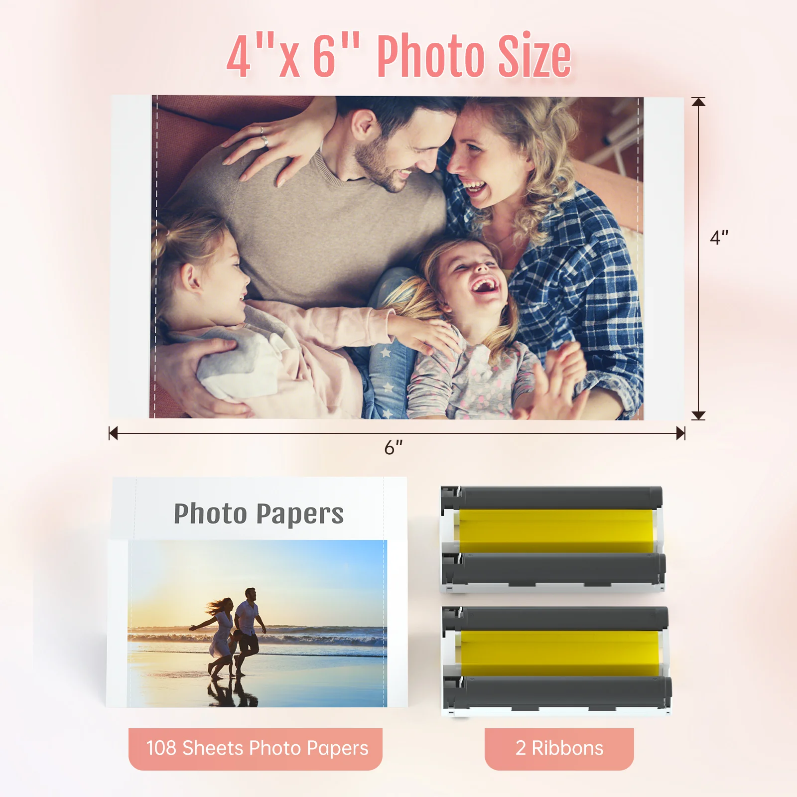 HPRT 4"X 6" Photo Paper 108 Sheets and Two Ribbons，Designed for CP4100/CP4000L Photo Printer - Image 4