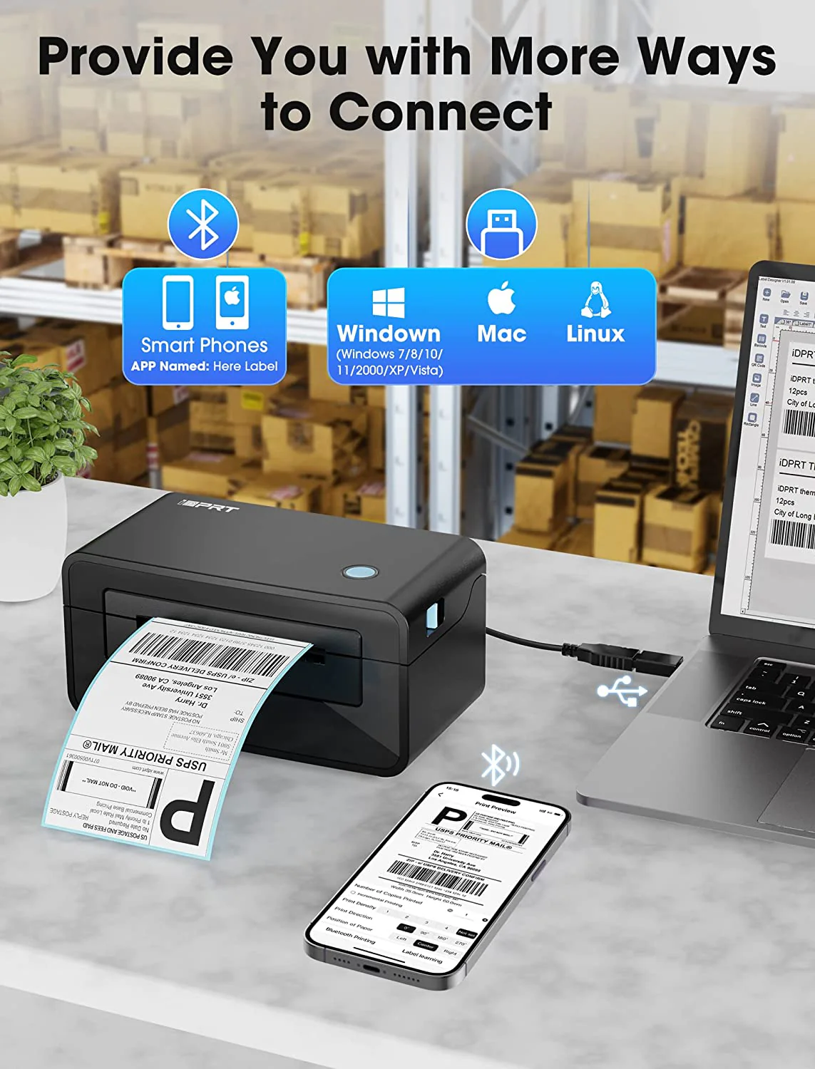 iDPRT 4x6  Bluetooth Thermal Label Printer SP410BT - Image 5
