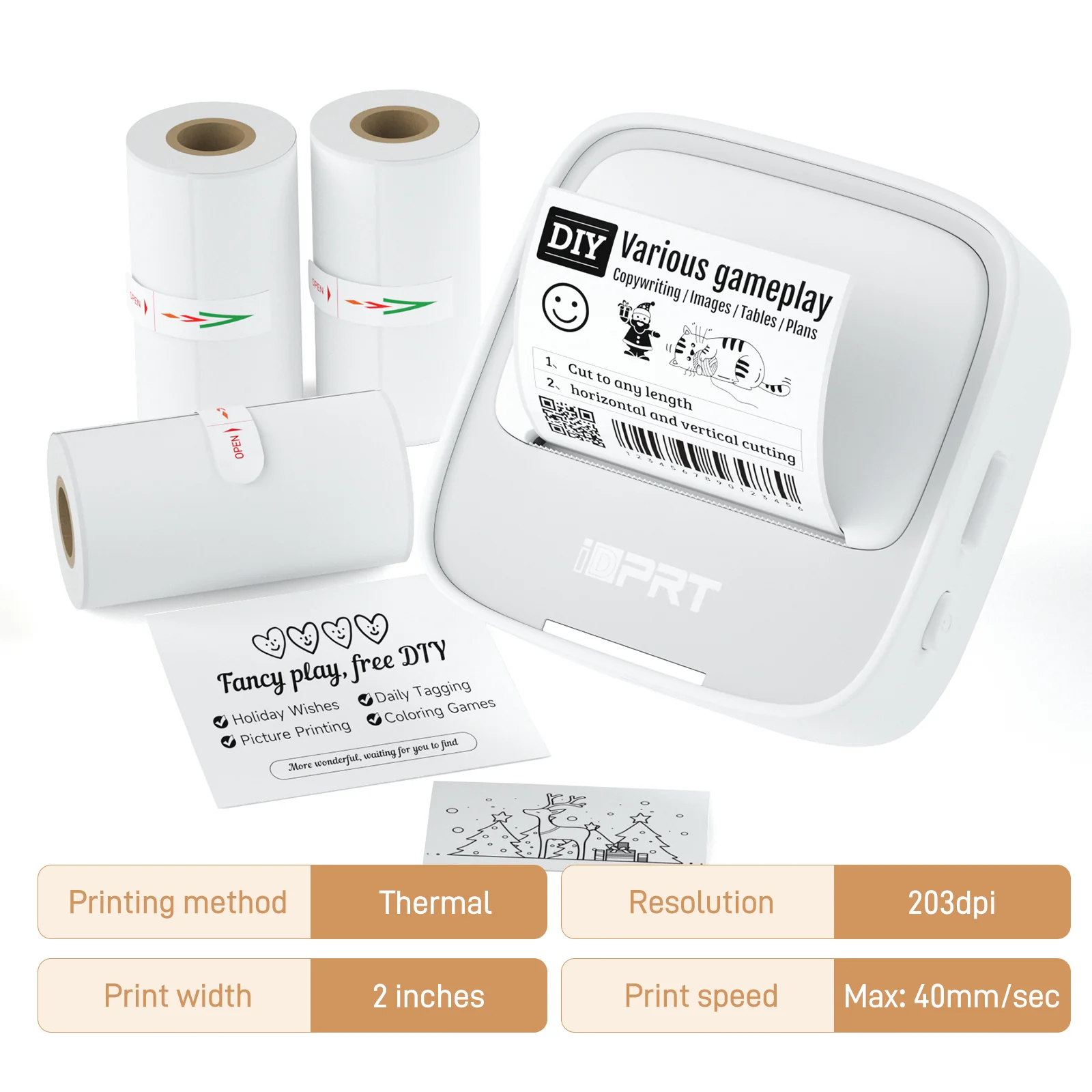 iDPRT Mini Thermal Sticker Paper - 3 Rolls (57x25mm) for S1 - Image 3